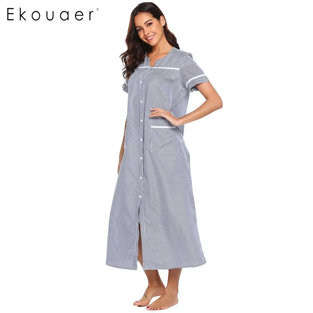 Ekouaer сорочка ночнушки ночная рубашка женская повседневная с коротким рукавом