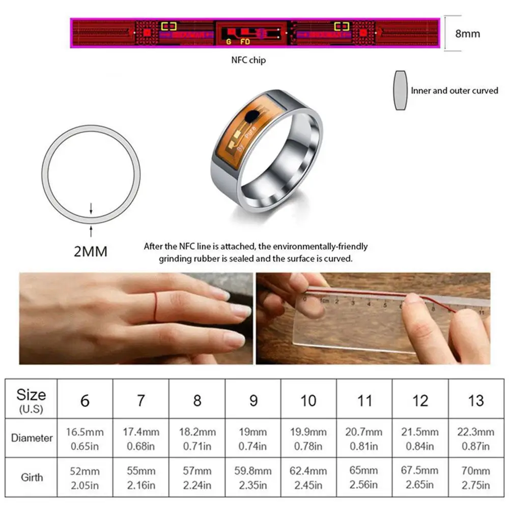 Умные кольца NFC 6 13 ярдов многофункциональное водонепроницаемое умное кольцо