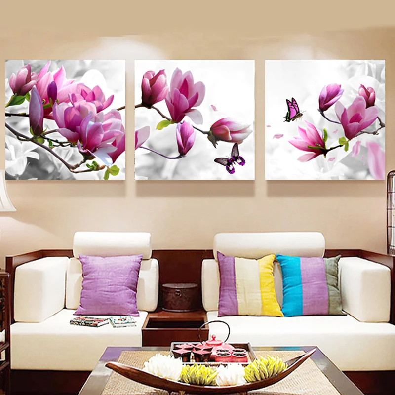 

3 Panels Picture Canvas Painting Modern Paintings Cuadros Decoracion Wall Art Pictures For Living Room Flower Bedroom No Frame