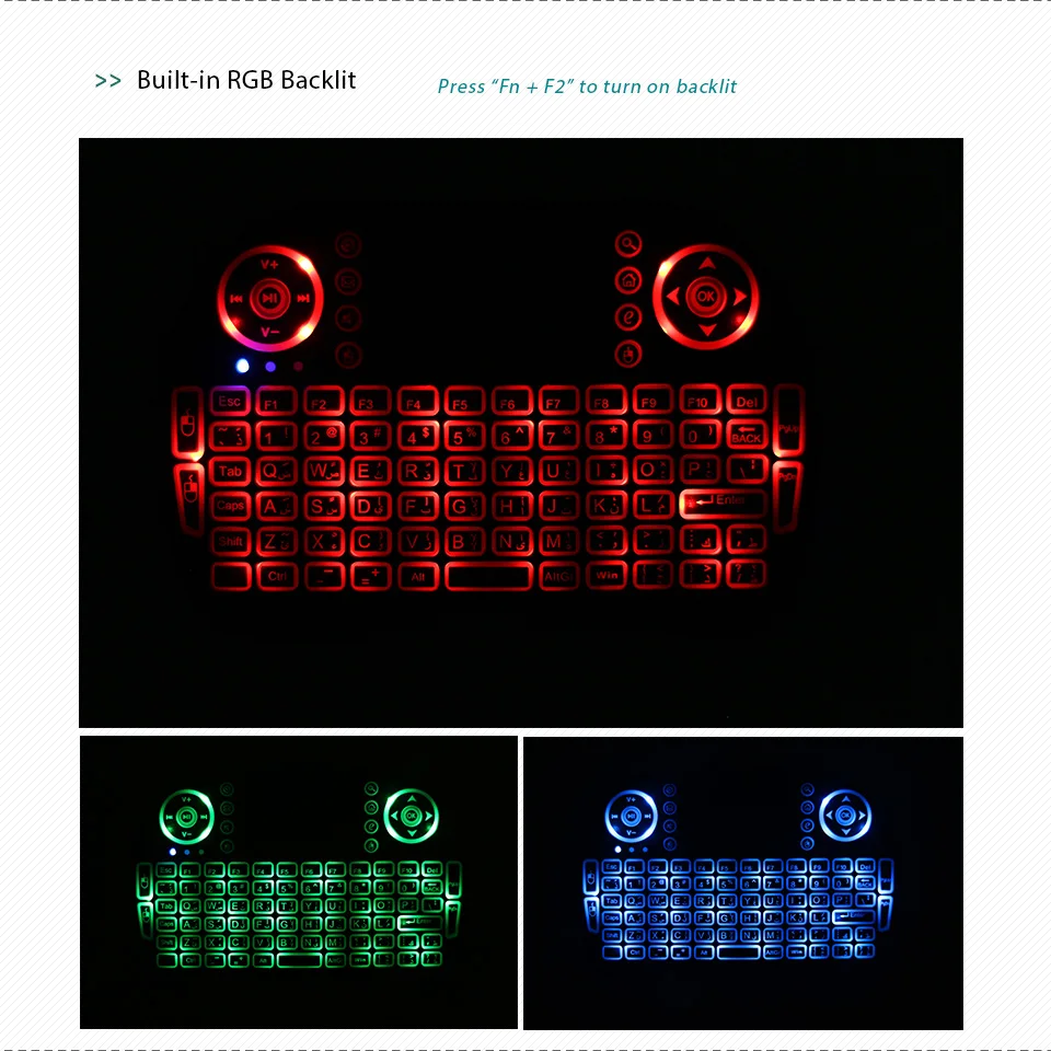 I8 арабская клавиатура RGB подсветка 2 4G мини беспроводная с тачпадом мышь для Google