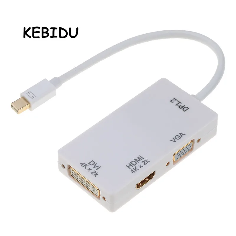 KEBIDU 4K Mini Display Port To HDMI DVI VGA Женский адаптер 3 в 1 Thunderbolt DP Мужской конвертер кабель для
