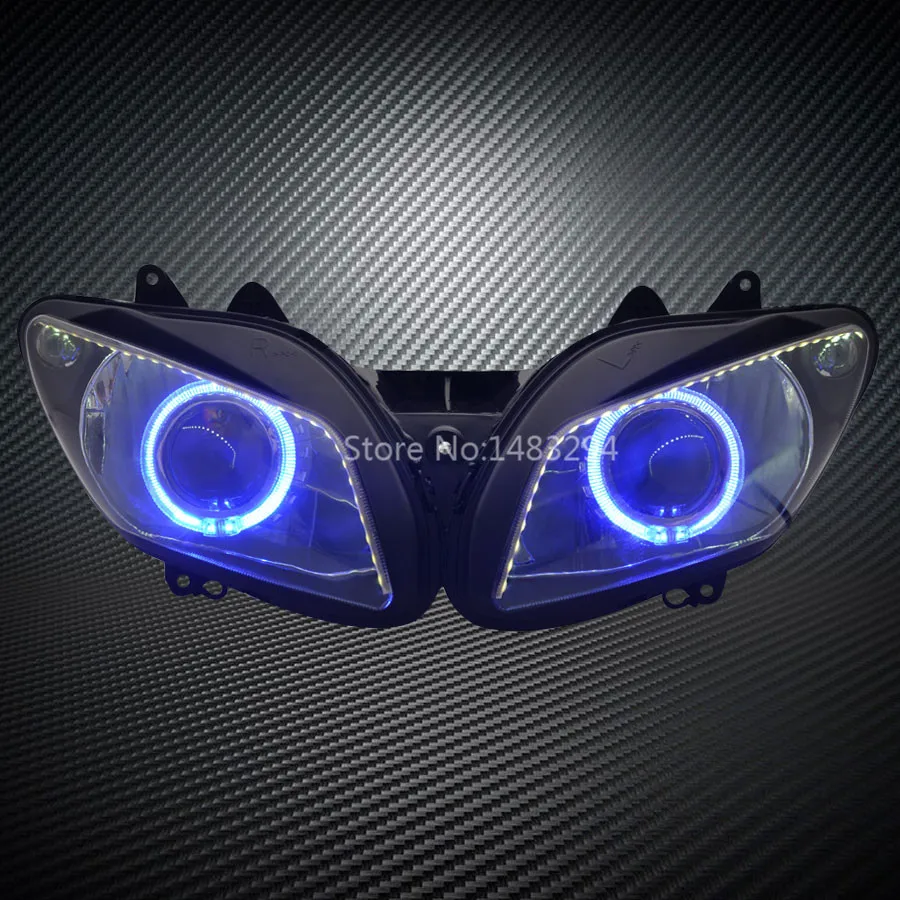 Модифицированный синий глаз ангела Белый светодиод DRL HID проектор фары в сборе