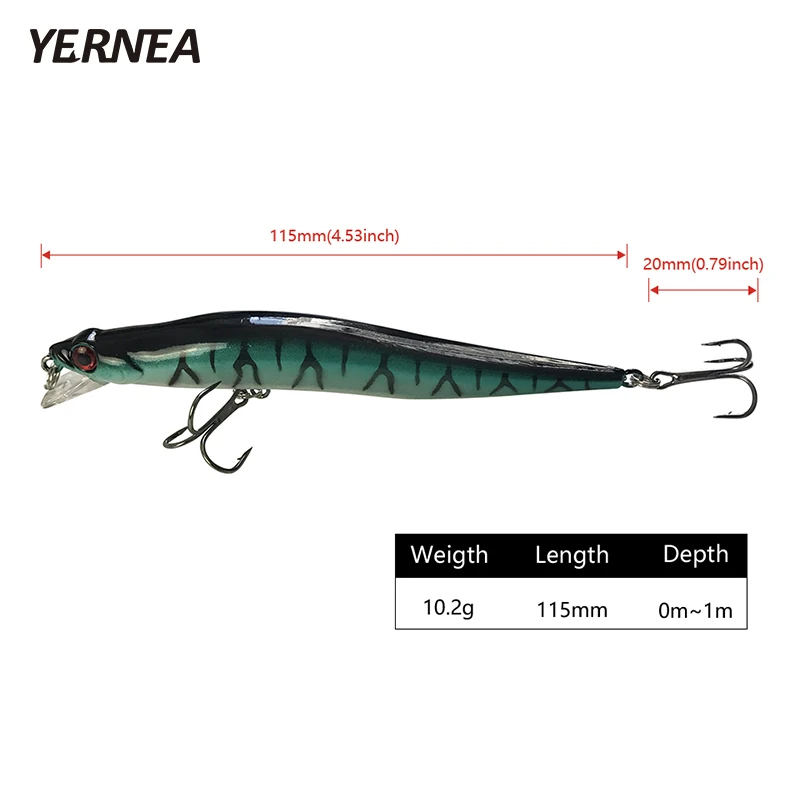 Рыболовная приманка Yernea 1 шт. 11 5 см/10 2 г жесткие приманки в форме гольяна с 3D