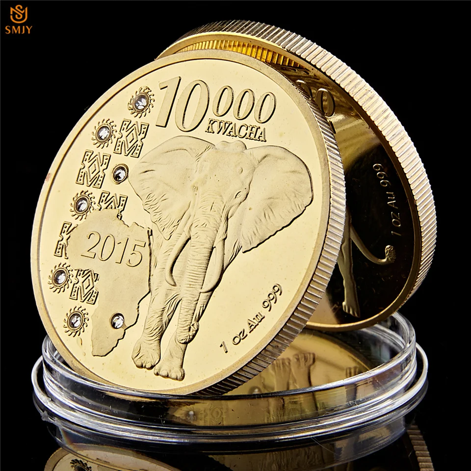 Памятная коллекция монет 2015 года 1 унции 999 африканская слон 10000 квача золото