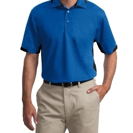 Port Authority K524 Mens Dry Zone Colorblock Ottoman Polo T-Shirt Royal &amp Black - 5XL |