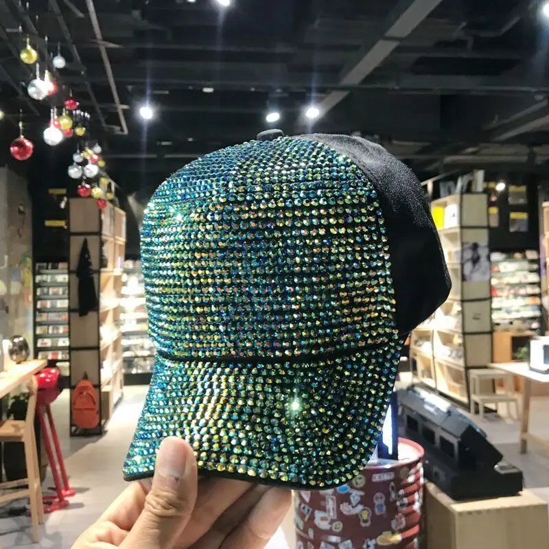 2019 Rhinestones Pearl Sequins Baseball Cap For Women Summer Cotton Hat Girls Snapback Hip Hop Hat Gorras
