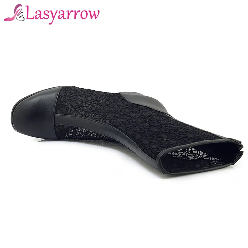Сапоги Lasyarrow женские до середины икры на квадратном каблуке весна лето 2019 дышащие