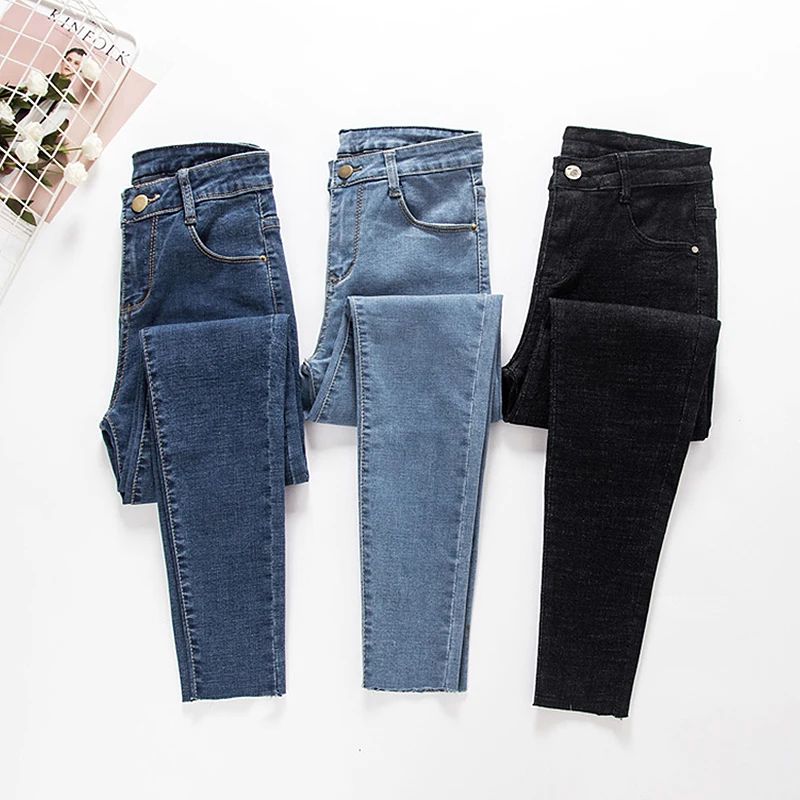 Ripped Skinny Jeans Woman High Waist 2019 Vintage Plus Size Blue Black Mom Stretch jeans Ladies pants Denim femme |