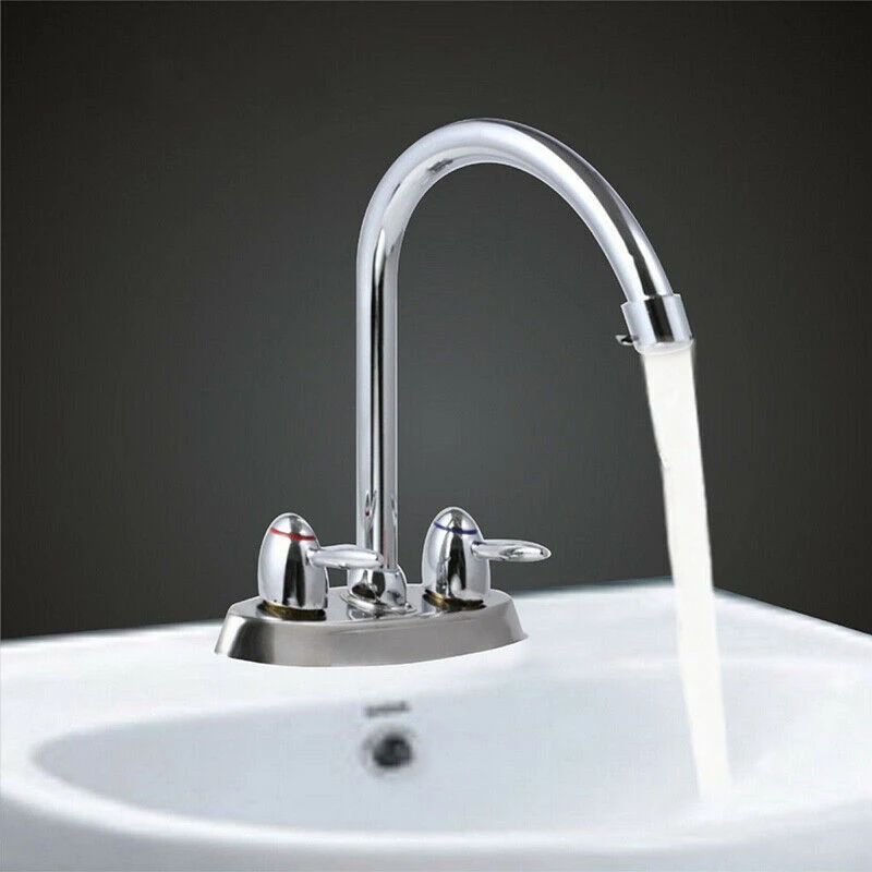 1 * кран кухонный поворотный носик 2 отверстия для ручки раковины смеситель