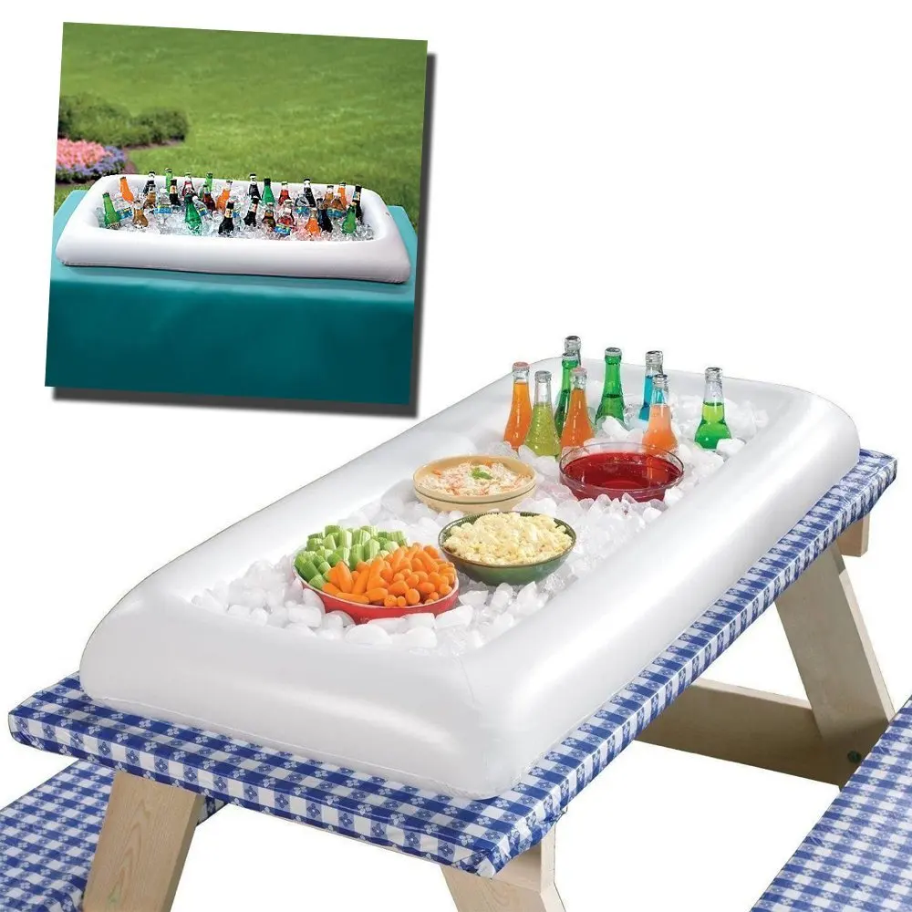 Inflatable Beer Cooler Table Pool Float Summer Water Party Air Mattress Ice Bucket Serving/Salad Bar Tray | Дом и сад
