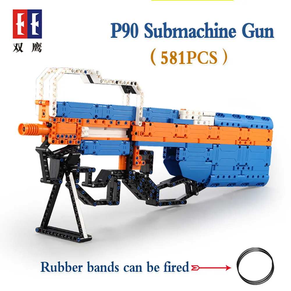 rubber band  gun  AK-47 Garand Rifle  Gun military bricks weapon set can fire building blocks toy for children gift images - 6