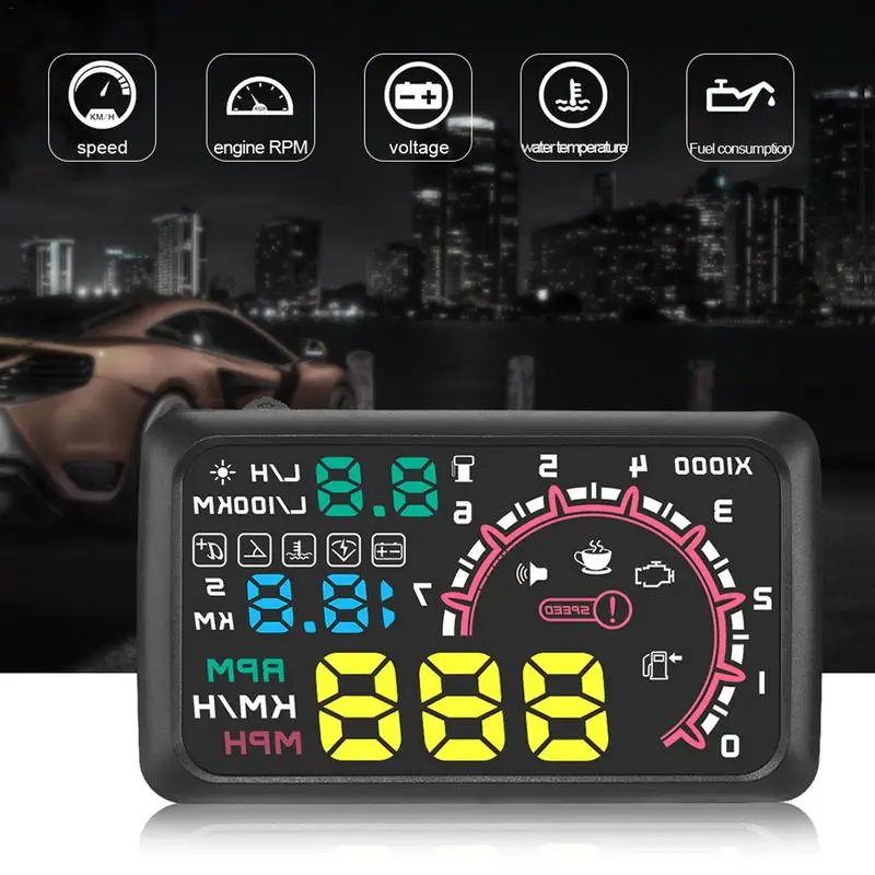 5 дюймов Автомобильный HUD Дисплей OBD2 превышение скорости Предупреждение Системы