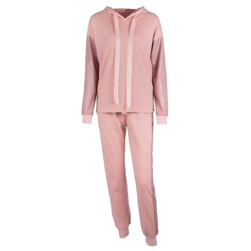 

2020 Tracksuit 2pcs Women Set Hoodies Top Sweatshirt + Side Stripe Pants Hooded 2 Pieces Sets Women Clothing Causal Suits SJ856C