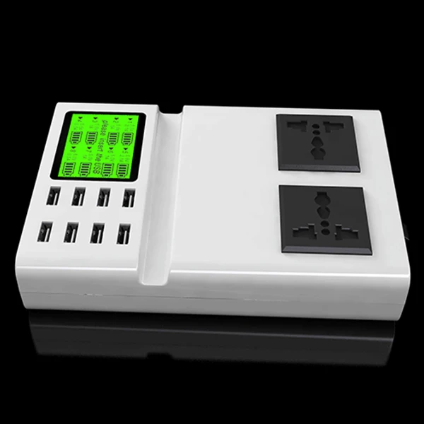 Универсальное зарядное устройство для путешествий портативное USB с 8 портами ЖК