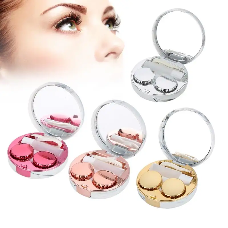 4 цвета контактные линзы замачивающий чехол портативный пластиковый мраморный