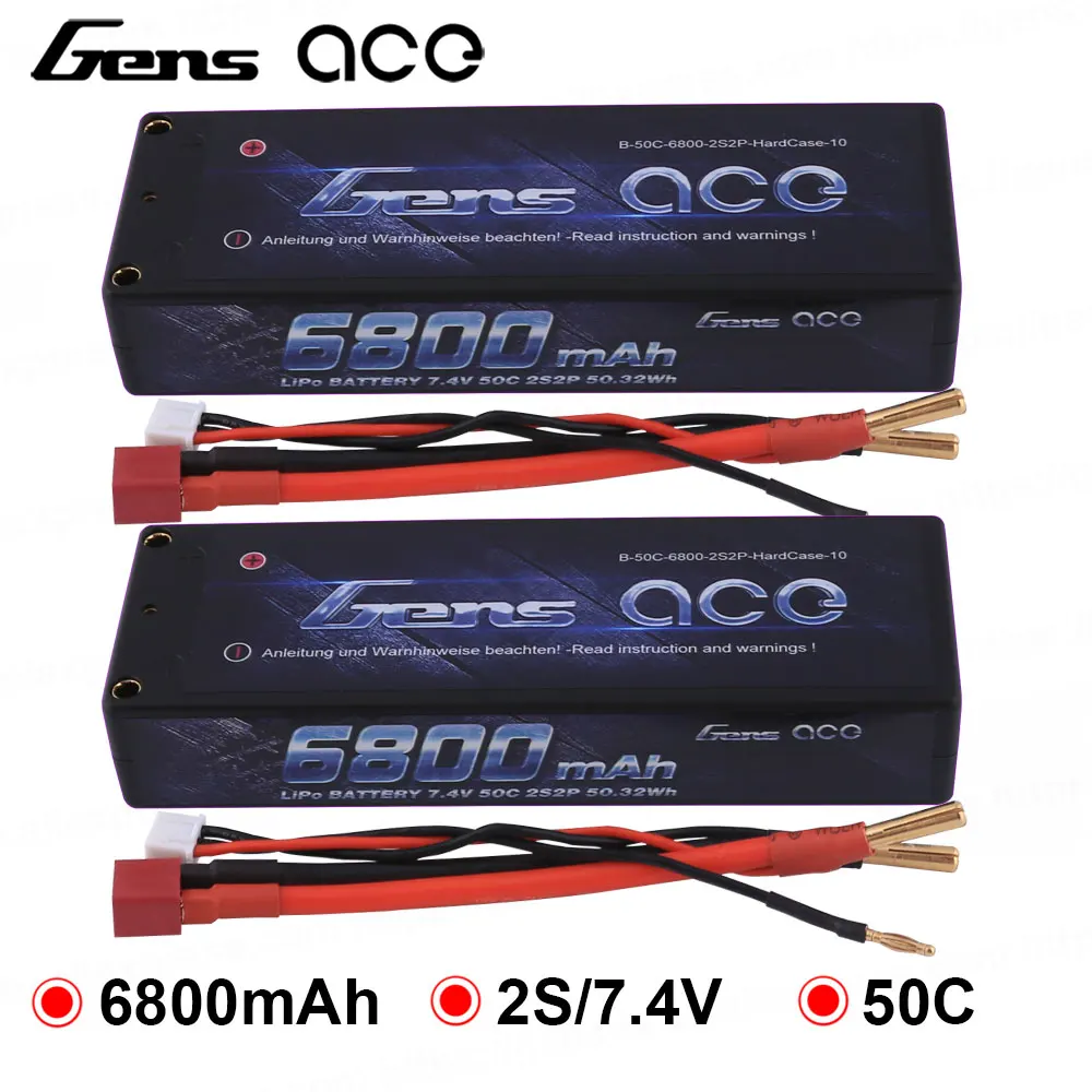 2 шт. литий полимерная батарея Gens ace 2S 6800 мА/ч 7 4 В аккумулятор 50C Deans разъем для