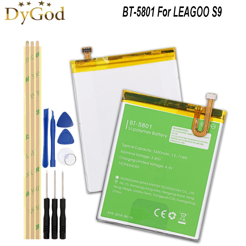 

DyGod 3300mAh For LEAGOO S9 Battery High Quality Mobile Phone Replacement Batteria BT-5801 For LEAGOO S9 with Tools Set
