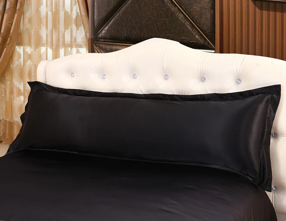 

Enipate Direct Selling Long Pillowcase White Solid Pillow Case Cover Ice Silk Satin Fabric Home Textile 1pc 2 Size for Bedroom29