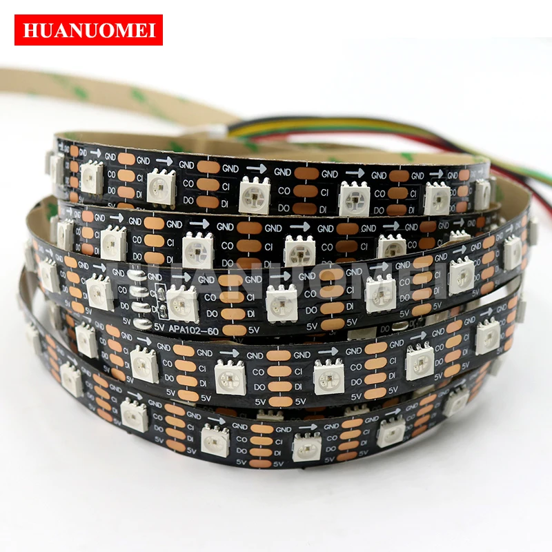 1 м 5 в 60 светодиодов/м APA107 RGB светодиодная полоса Pixel Light 5050 SMD цифровая гибкая лента