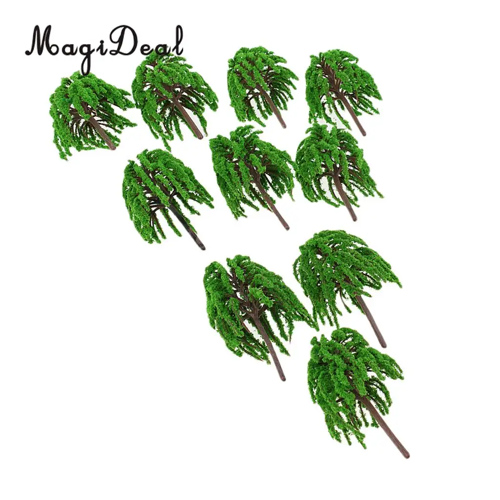 MagiDeal 10 ⑤ упак. 1:75 пластиковые ивовые модели деревьев и поезда железнодорожная