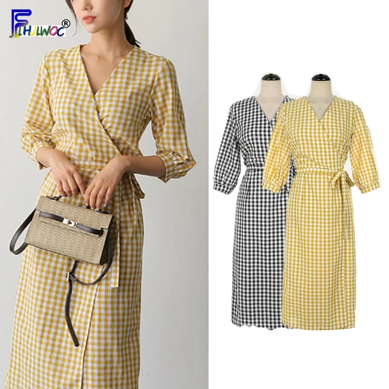 Женское летнее платье в Корейском стиле тонкий галстук бабочка винтажное