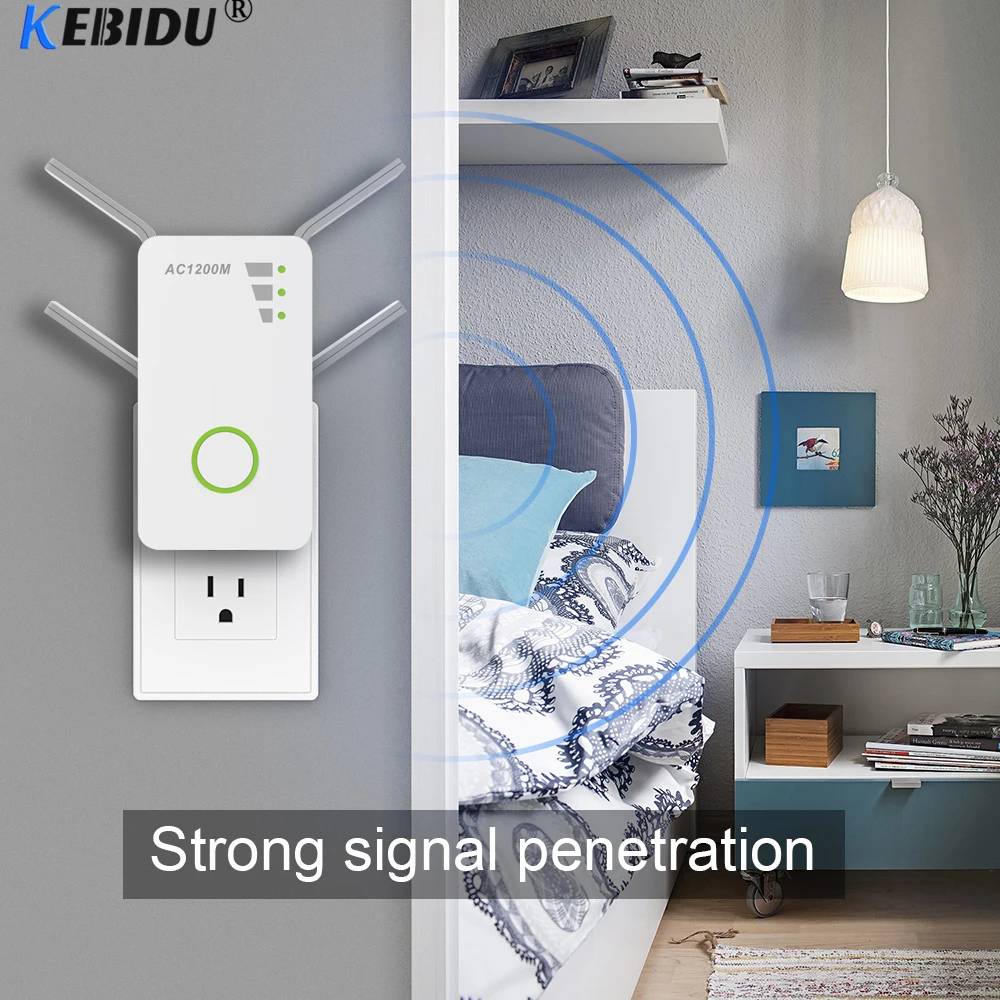 

KEBIDU 2.4/5G 1200Mbps Wireless-AC Dual Band Repeater/AP Wireless Range Extender wifi signal amplifier with 4 External Antennas