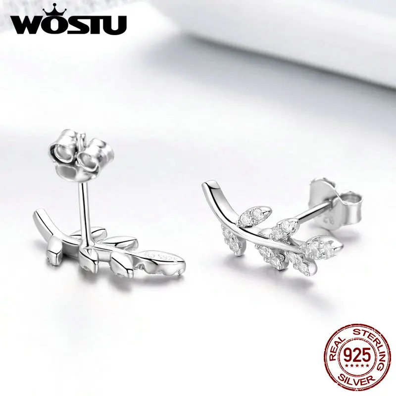 Женские серьги пусеты WOSTU из серебра 925 пробы с цирконием в Корейском