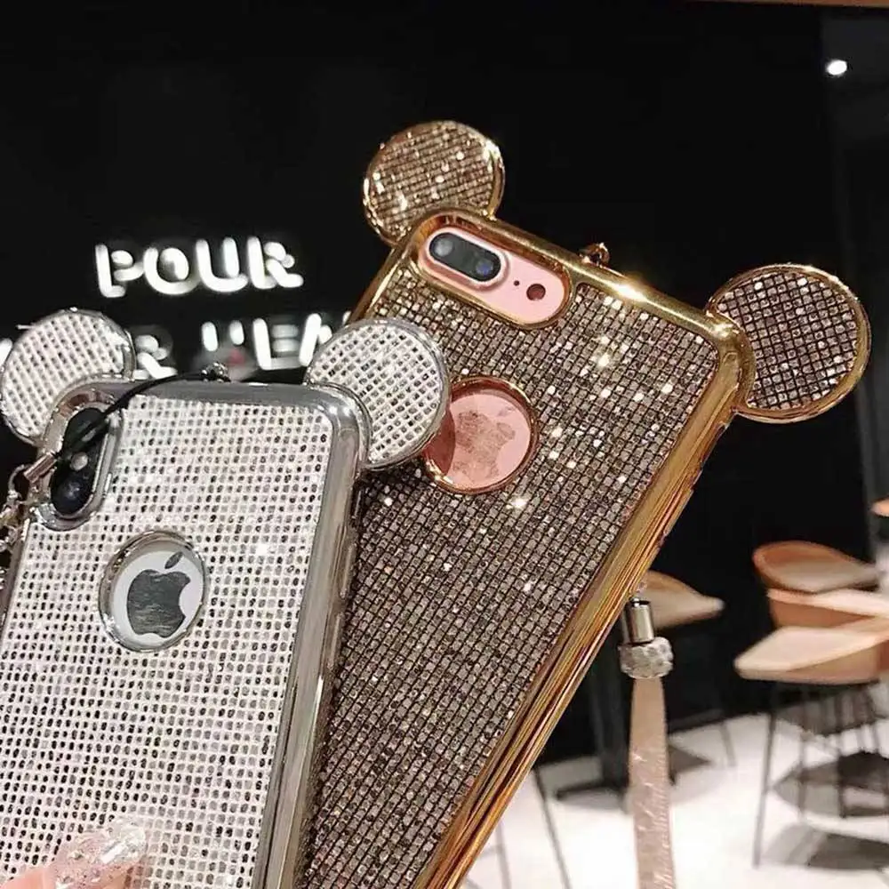 KISSCASE Микки силиконовый чехол для iPhone 7/7 Plus/8 Plus/6 6s Plus/X/XR Чехлы Bling Rabbit XS MAX 5 5S SE