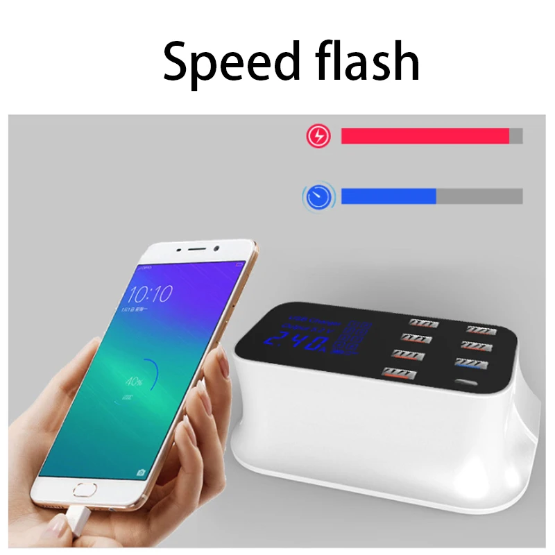 8 портов настенный usb-хаб зарядное устройство адаптер 8A несколько USB зарядное устройство для мобильного телефона светодиодный настольный usb зарядная станция база EU US UK Plug