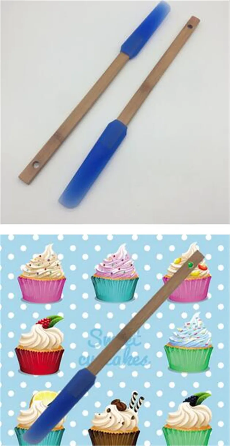 Горячее предложение 600 шт шпатель с деревянной ручкой силиконовая головка