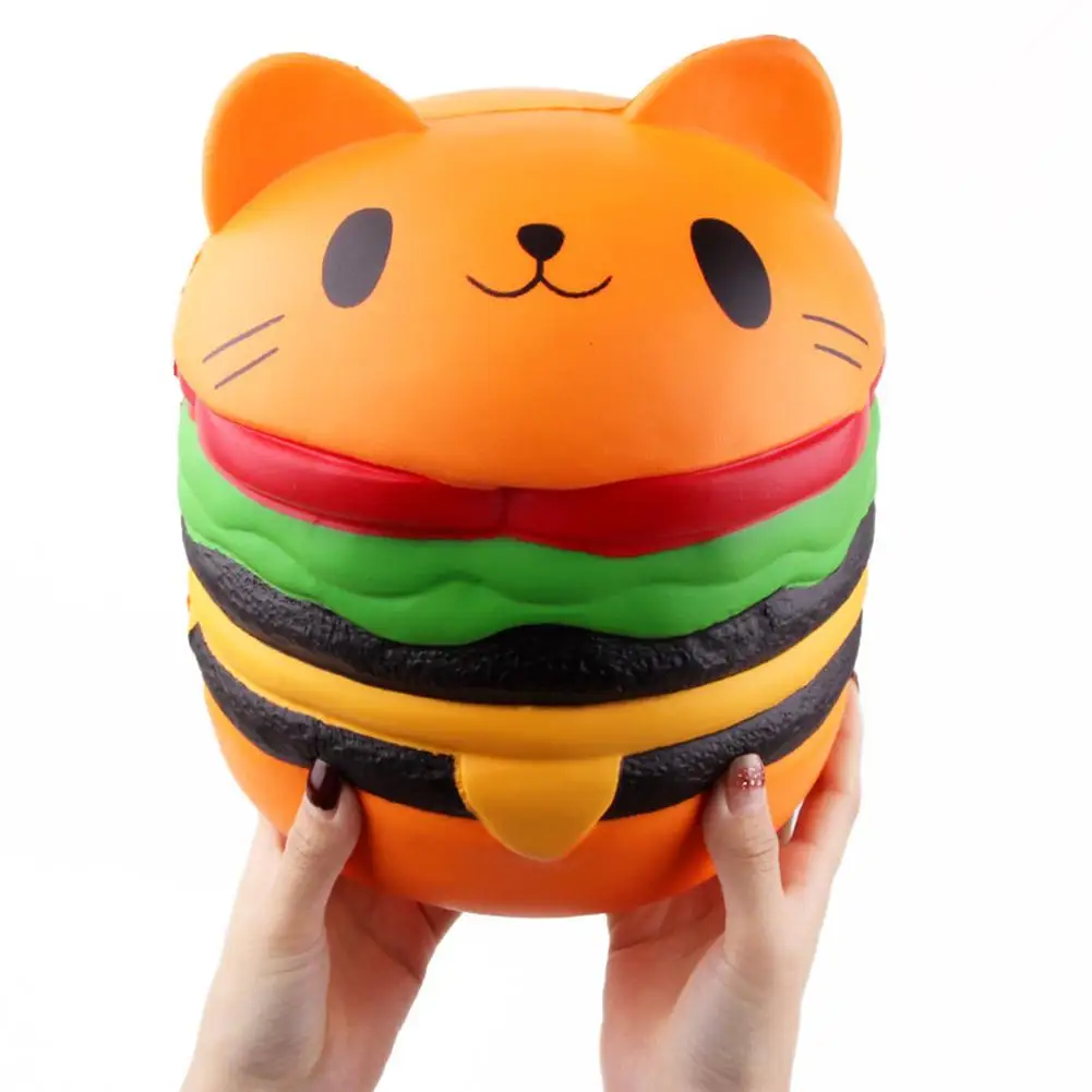 10 Inch Cute Cat Head Hamburger Squishy Slow Rising Squeeze Toy Collection Gift | Игрушки и хобби