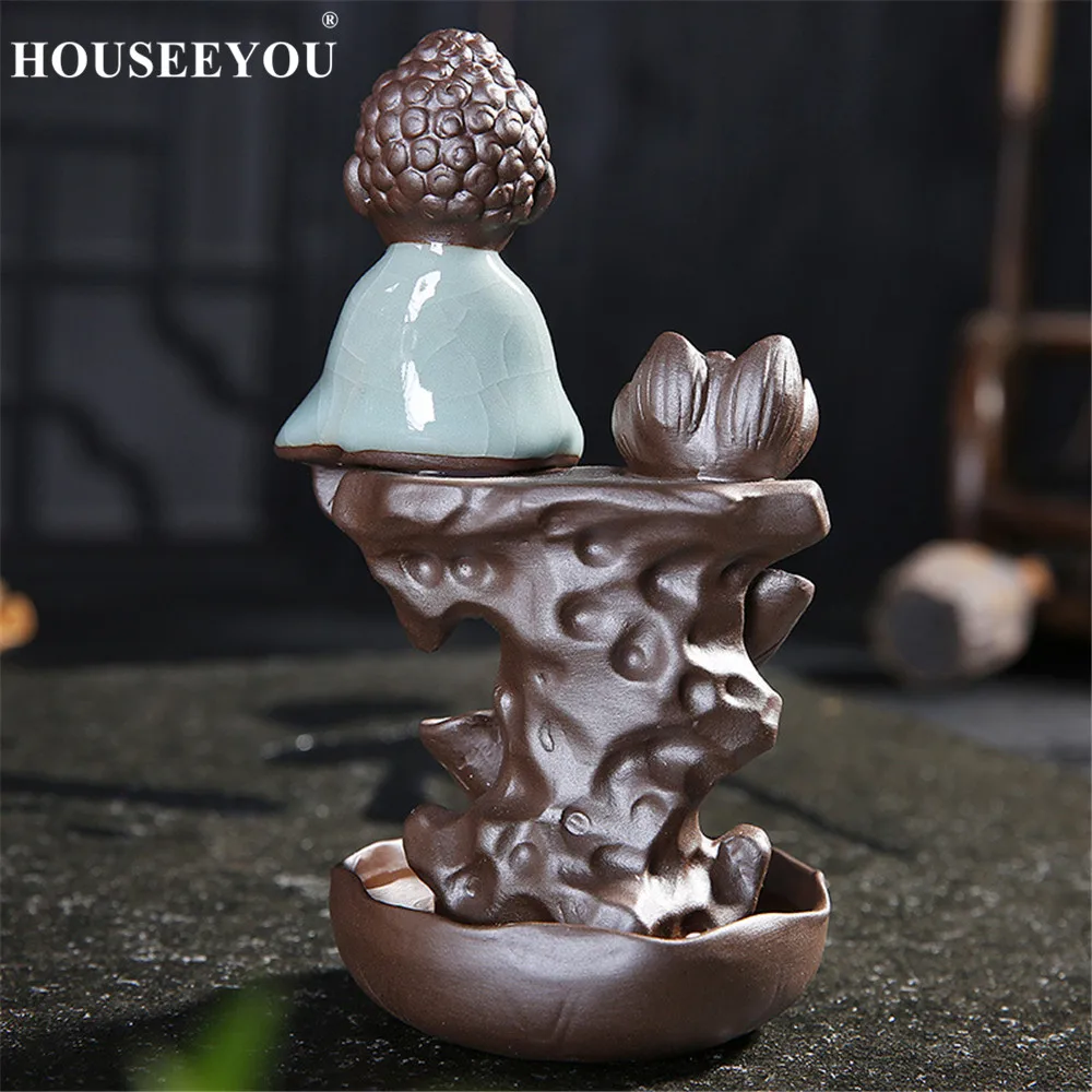 10 шт. благовония и ледяная трещины маленький монах Будда горы глазурь