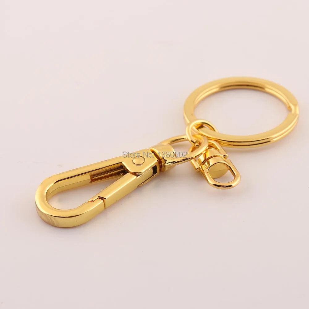 

10 шт./лот, золотой цвет, поворотный крючок с кольцом для ключей, аксессуары ручной работы