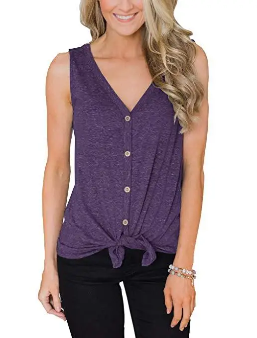 2019 Spring New Style V Collar Women Sleeveless Cardigan T-shirt Bottoming Shirt Vest | Женская одежда