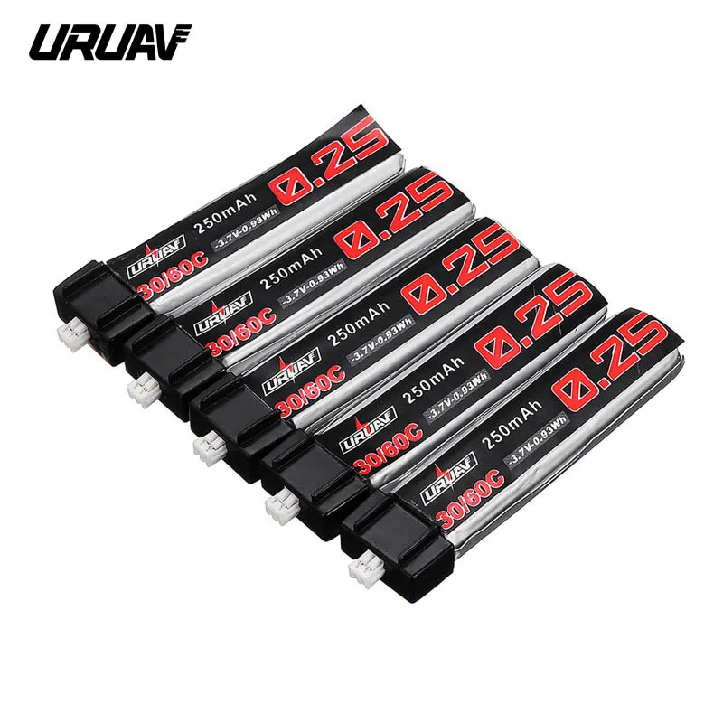 5PCS URUAV 3.7V 250mAh 30C 1S PH2.0 Plug Rechargeable Lipo Battery for Blade QX CPX RC Drone FPV Part Accessories | Игрушки и хобби