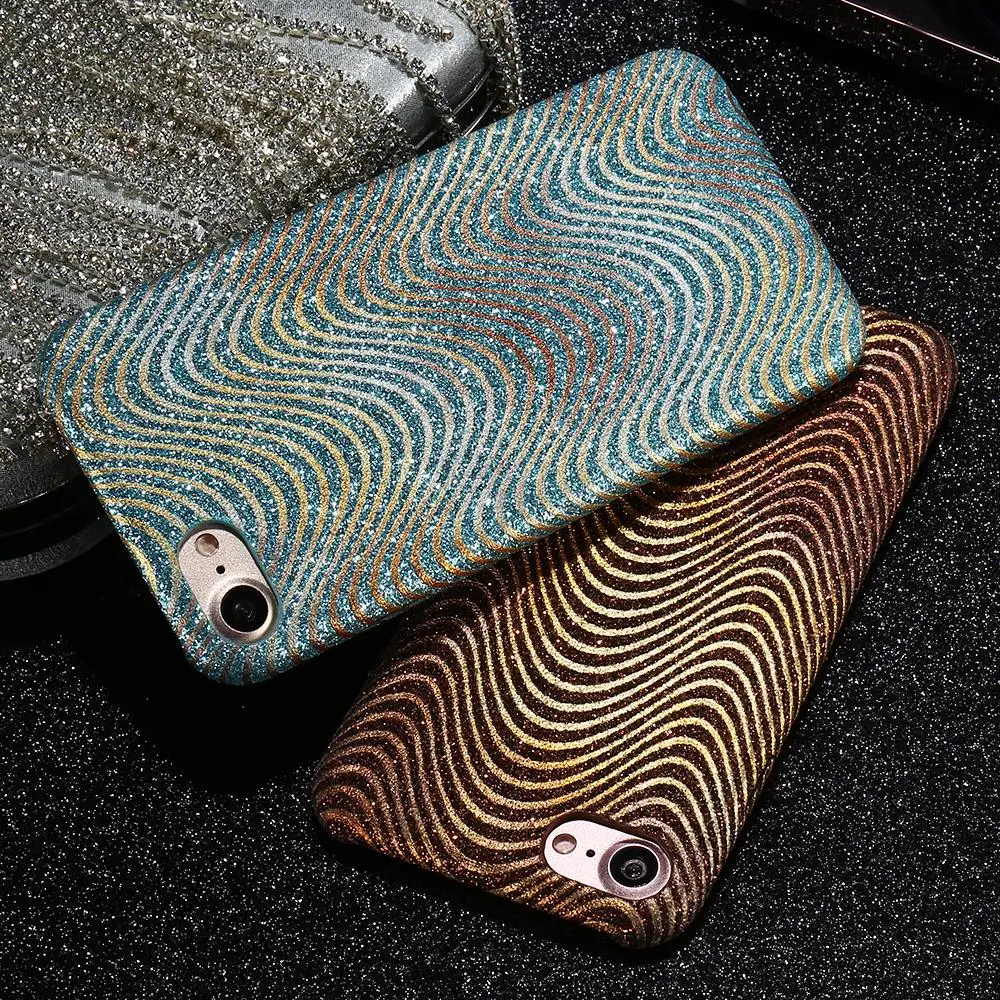 Kisscase Украшение Блеск чехол для телефона pc iPhone 7 7plus мода волнистым узором iphone 8 Plus