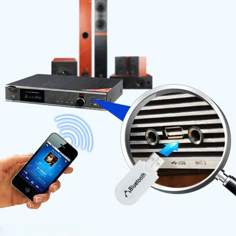 Bluetooth USB A2DP адаптер ключ музыкальный аудио приемник беспроводной стерео 3 5 мм