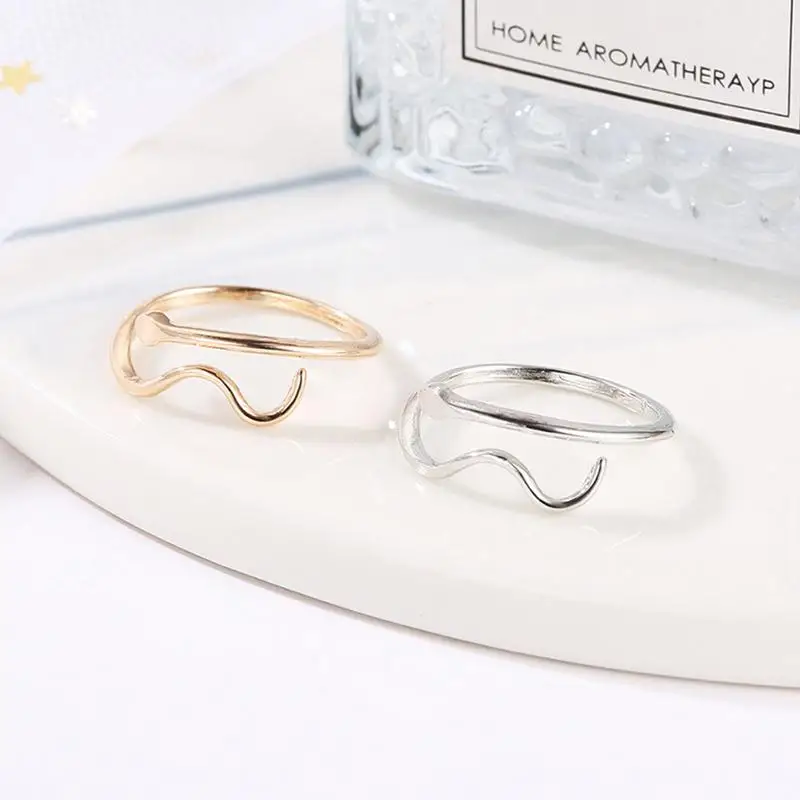 Simple Personality Water Ripple Opening Ring Fashion Couple Sisters Gold Silver Two Colors Wild Atmosphere | Украшения и