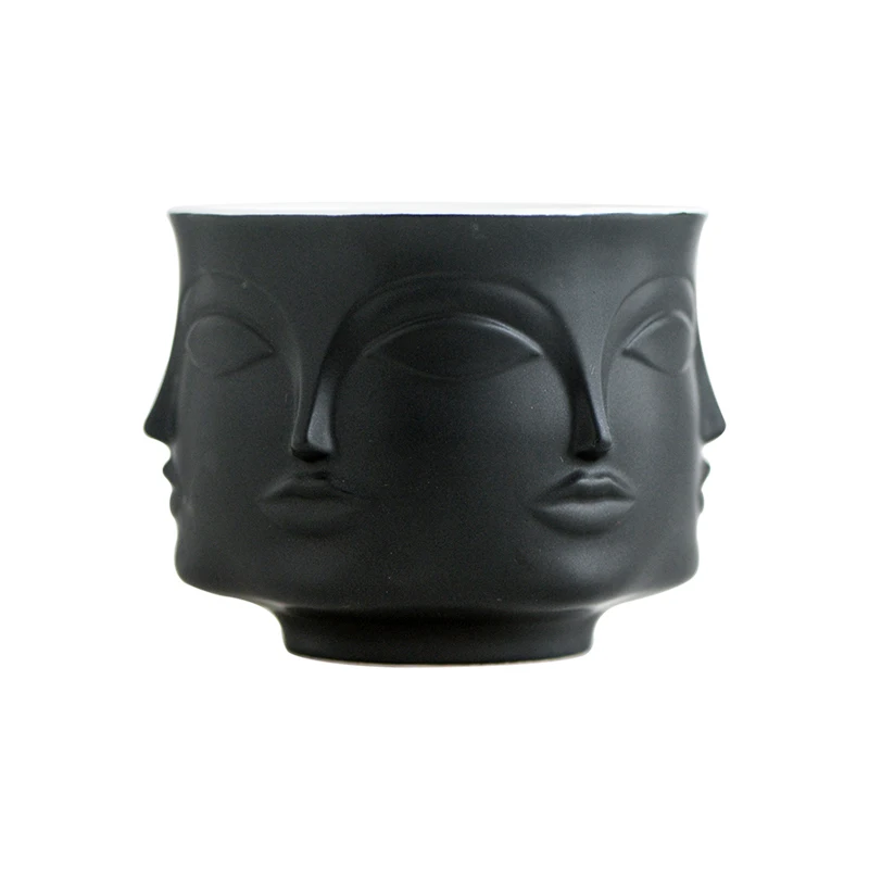 Creative Design Three-dimensional Nordic Style Ceramic Ornaments For Table Flower Face Candle Cup Home Decoration Pot | Дом и сад