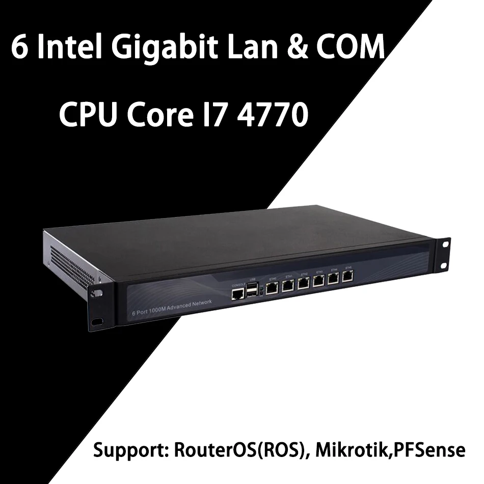 HUNSN межсетевой экран Mikrotik Pfsense VPN сетевой маршрутизатор для ПК Intel Core I7 4770 SA16R