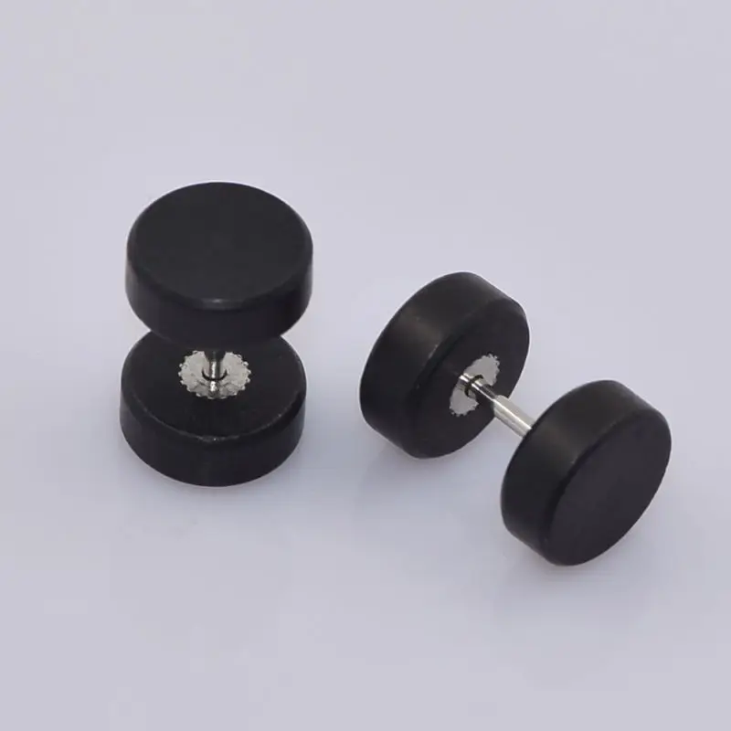 Natural Wood Earring Dumbbell Ear Steel Fake Cheater Illusion Plug Flesh Tunnel Stretch Expander Jewelry | Украшения и аксессуары