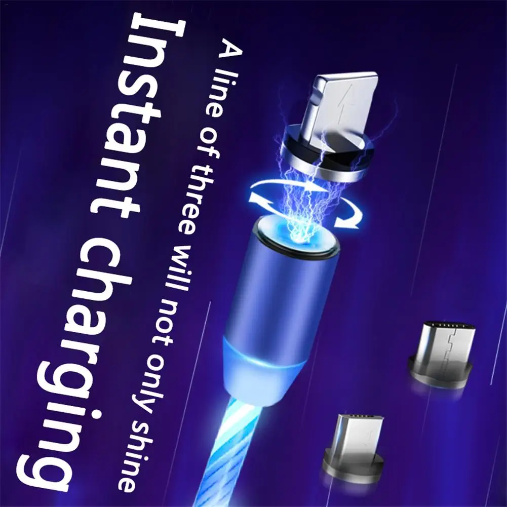 1M Magnetic Absorption Data Cable For IPhone Type-C Three-In-One 360-Degree Innovative Seven-Color Streamer With Dust Plug | Электроника