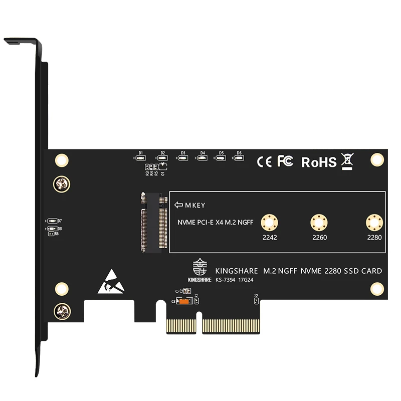 Переходник PCI Express E 3 0 X4 на M.2 NGFF M Key Slot Adapter Card M2 Nvme PCIE SSD Riser для настольного
