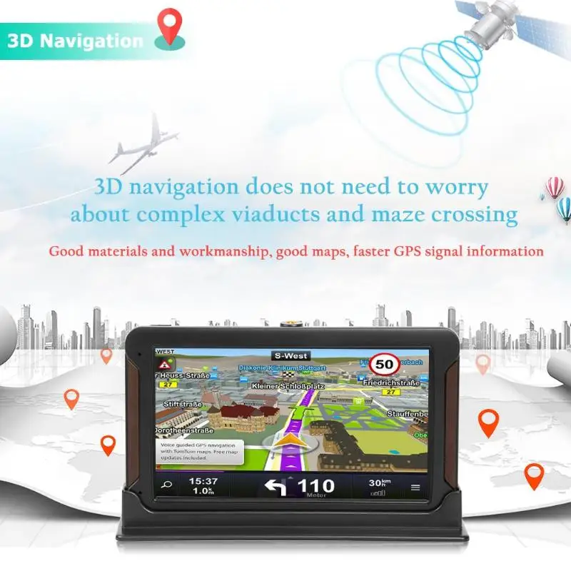 VODOOL 7 дюймов HD Автомобильный GPS навигатор емкостный экран FM 8 ГБ грузовик