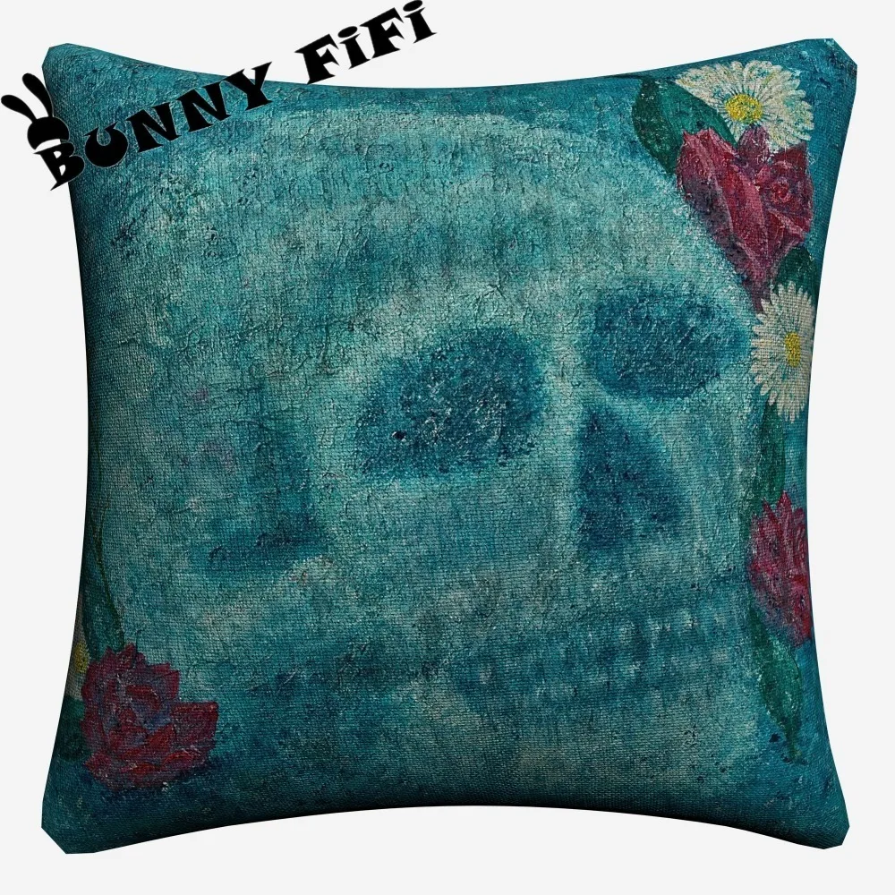 Skull Flower Abstract Cushion Covers DIY Decorative Square Throw Pillow Cover Chair Sofa Seat Car Cotton Linen Pillowcase Soft | Дом и сад