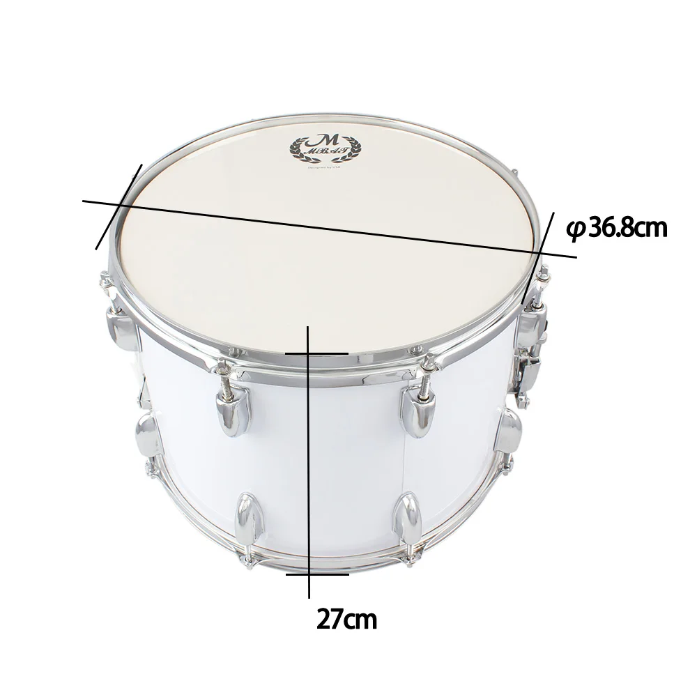 Professional 14in Marching Drum Stainless Steel Maple Wood Body PVC Drumhead with Sticks Shoulder Strap Key for Student Drummer | Спорт и