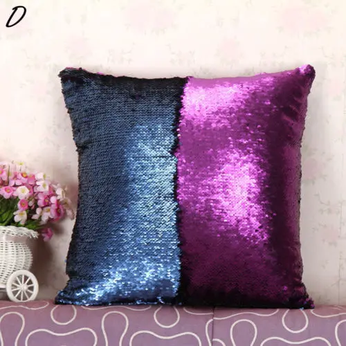 Подушка с блестками в виде Русалочки чехол волшебным цветом | Дом и сад