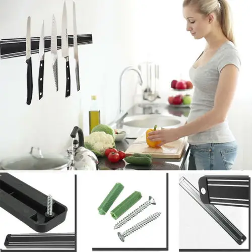 Black Display Strip Wall Mount Kitchen Accessories Storage Magnetic Knife Holder | Дом и сад