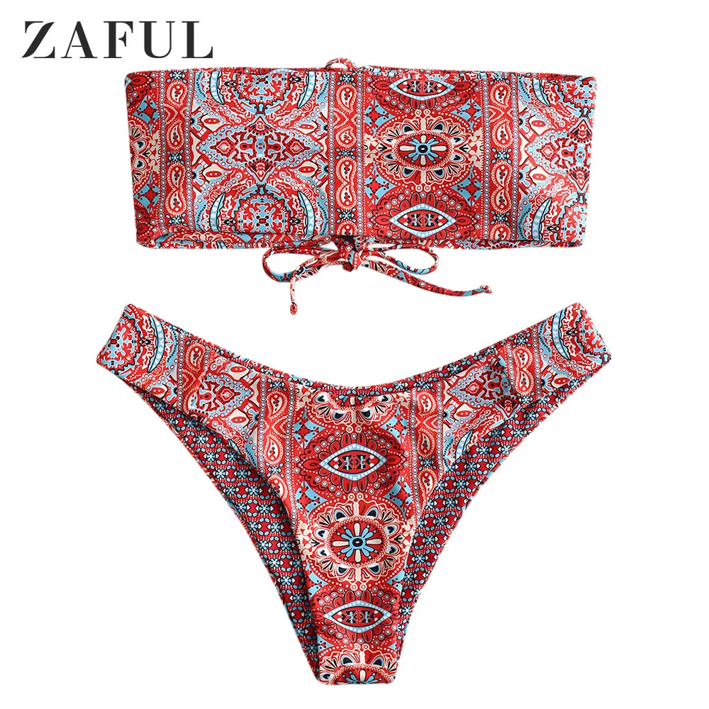 Женский купальник бикини ZAFUL с пуш апом и бюстгальтером в африканском стиле