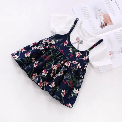 2019 Brand 1 PC Kid Baby Girls Dress New Fashion Floral Ruffle Party Princess Short Sleeve Clothes Flower 3M-3Y | Детская одежда и